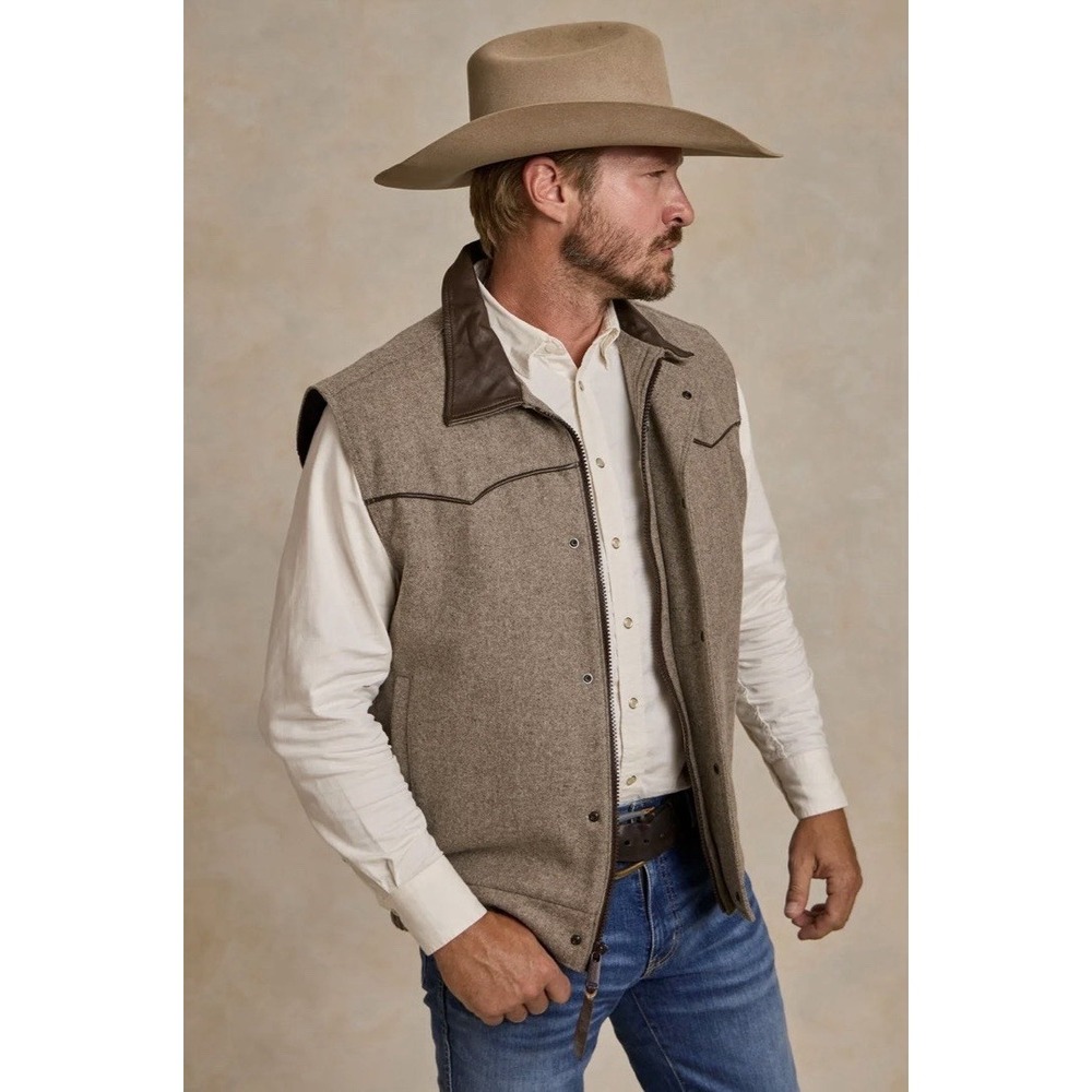 Schaefer Outfitter Vest Cattle King Wool Vest Rodeo Zip Men's Size XL Taupe New